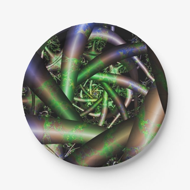 Alien | Multicolor Fractal Art Paper Plate (Front)