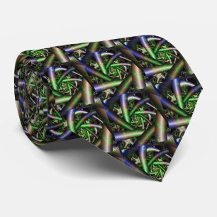 Alien Multicolor Fractal Art Tie