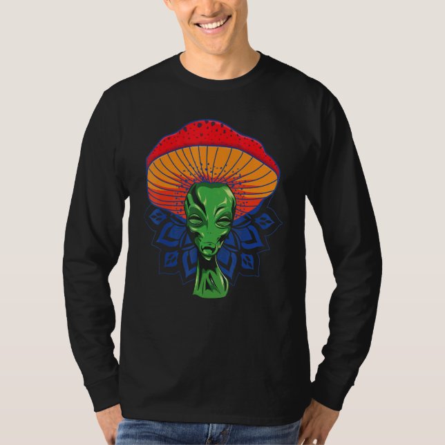 Alien Mushroom Head For Hat With Mandala T-Shirt (Front)