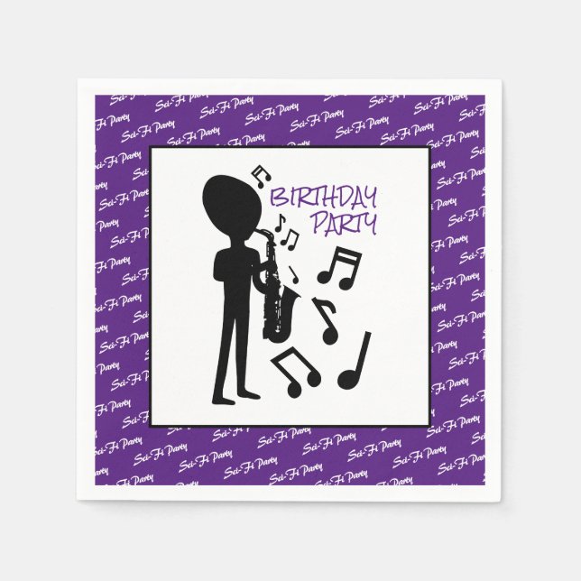Alien Musician, Birthday Napkin (Front)