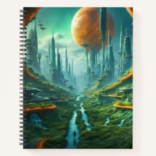 Alien Nature & Futuristic City Surreal Sci-Fi Art Notebook
