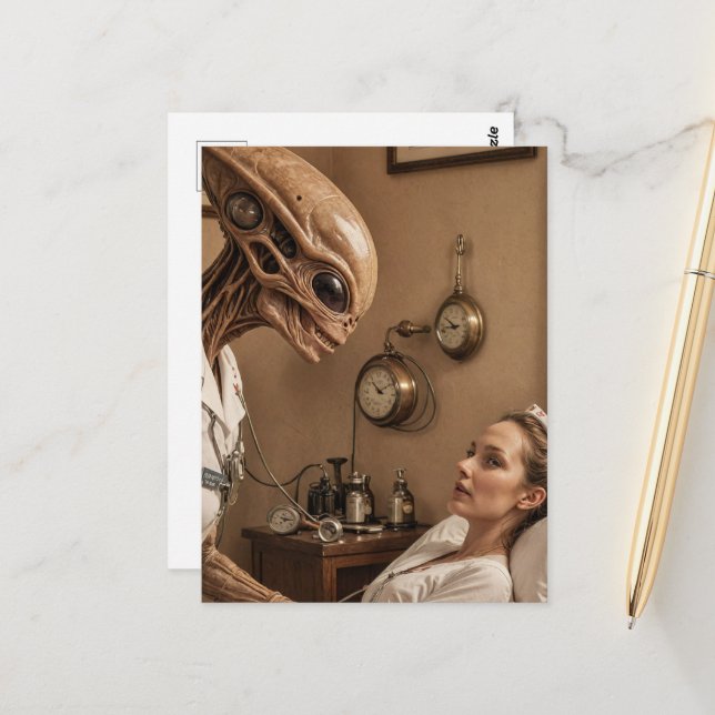 Alien Nurse Postcard (Front/Back In Situ)
