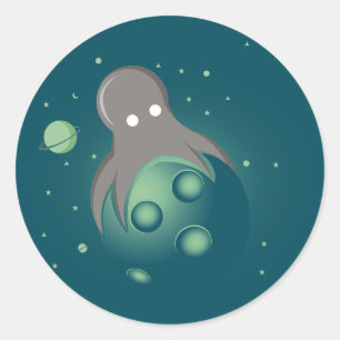 Alien Octopus Classic Round Sticker