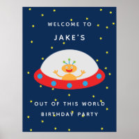 Alien out of this world birthday welcome sign
