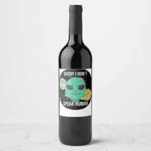 Alien Outer Space Funny ET Extraterrestrial Galaxy Wine Label