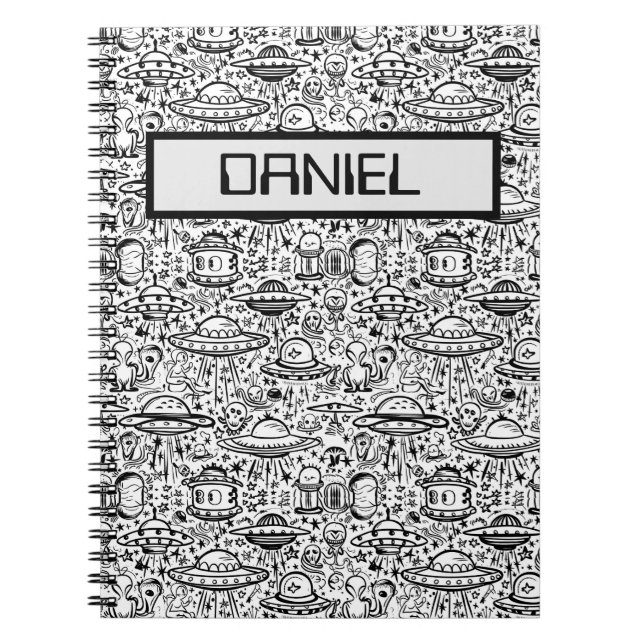 Alien Pattern Personalised Notebook (Front)