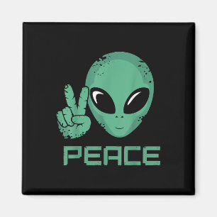 Alien Peace Hippie Ufo  Magnet