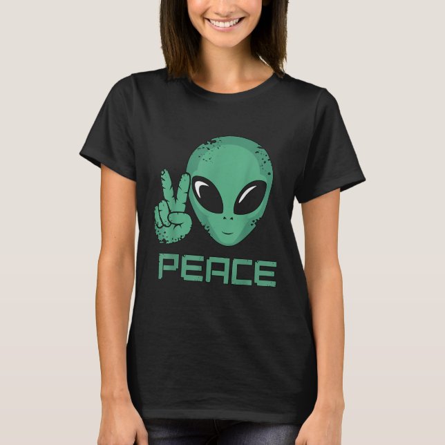 Alien Peace Hippie Ufo  T-Shirt (Front)