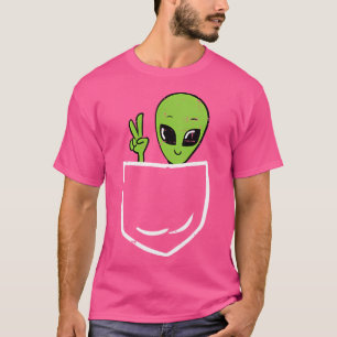 Alien Peace Pocket Ufo Extraterrestrial Space Men T-Shirt