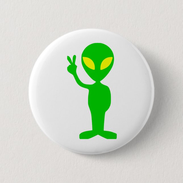 Alien Peace Sign 6 Cm Round Badge (Front)