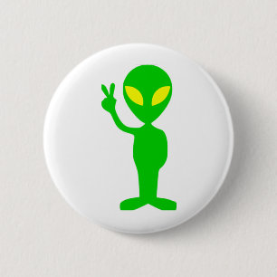 Alien Peace Sign 6 Cm Round Badge