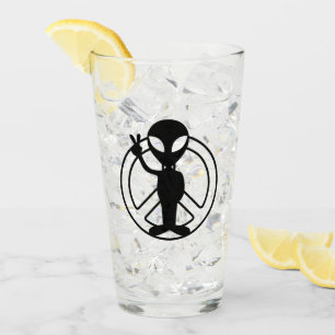 Alien Peace Sign  Pint Drinking Glass