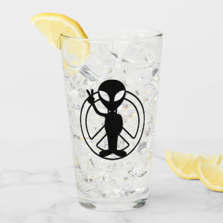 Alien Peace Sign Pint Drinking Glass