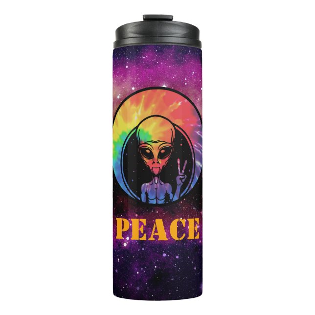 Alien "Peace" Tie Dye Space Thermal Tumbler (Front)