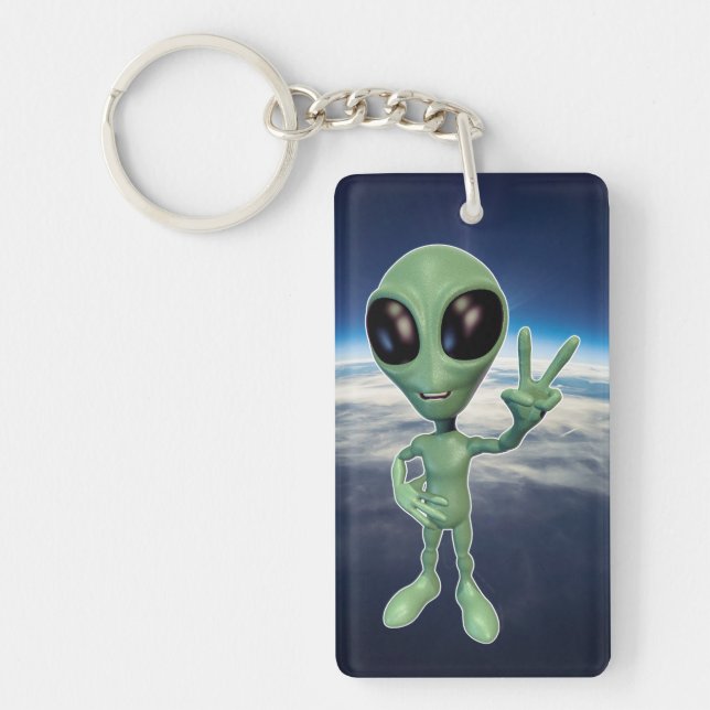 Alien - Peace V Sign Key Ring (Front)