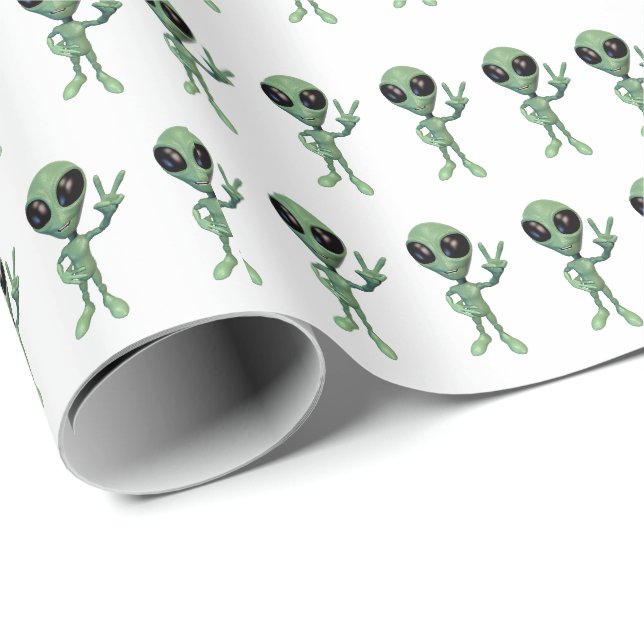 Alien - Peace V Sign Wrapping Paper (Roll Corner)