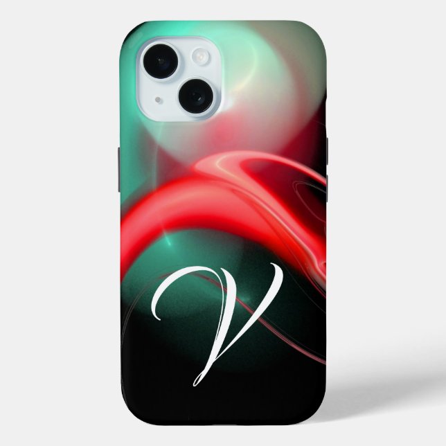 ALIEN PEARL MONOGRAM Red Green Fractal Swirls  Case-Mate iPhone Case (Back)