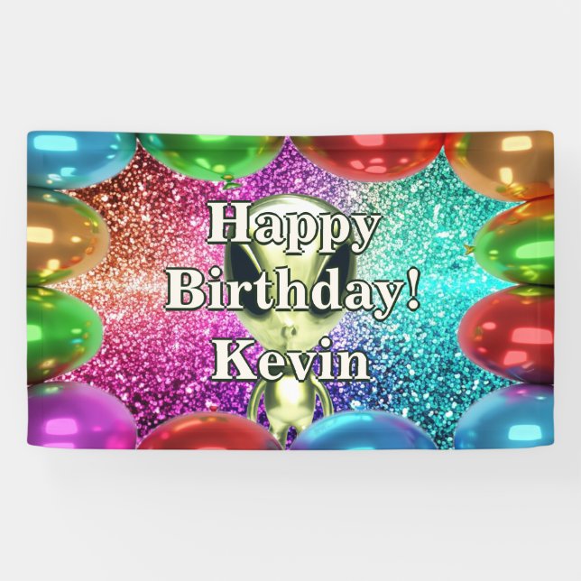 Alien Personalised character birthday banner (Horizontal)