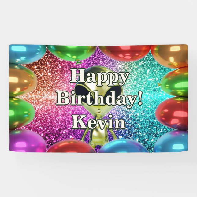 Alien Personalised character birthday banner (Horizontal)