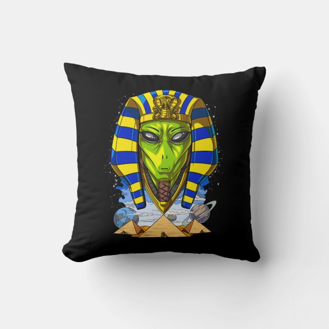 Alien Pharaoh Egypt Tutankhamun Ancient Annunaki Cushion (Front)