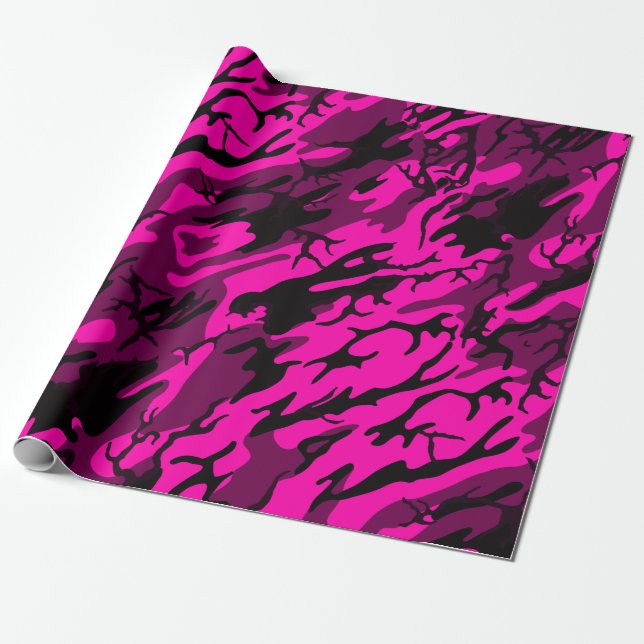 Alien Pink Camo Wrapping Paper (Unrolled)
