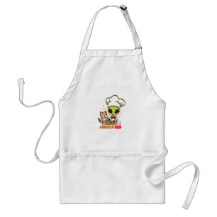 Alien Pizza Chef Cat Cartoon Art Standard Apron