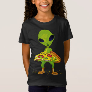 Alien Pizza Eating Peace Funny Space Food Lover T-Shirt