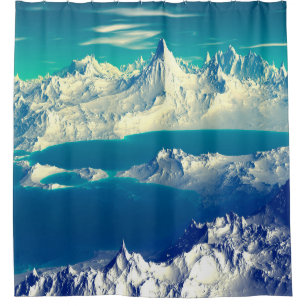 Alien Planet - 3D ed Computer Artwork. Rocks and s Shower Curtain