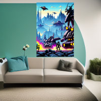 Alien planet, alien war machine | AI Art Poster