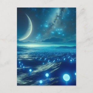 Alien Planet and Alien LIfeforms in Blue Postcard