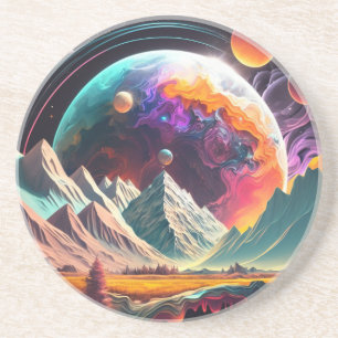 Alien planet illustration coaster