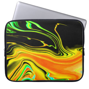 Alien Planet Marbled Green Orange Black NEON Laptop Sleeve