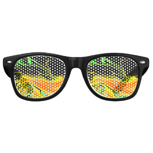 Alien Planet Marbled Green Orange Black Retro Sunglasses
