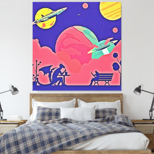 Alien Planet Retro Sci-Fi Canvas Print