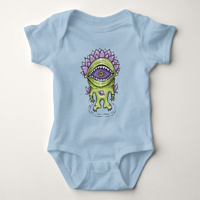 Alien Plant Character – Weird Astronaut Creature Baby Bodysuit (Front)