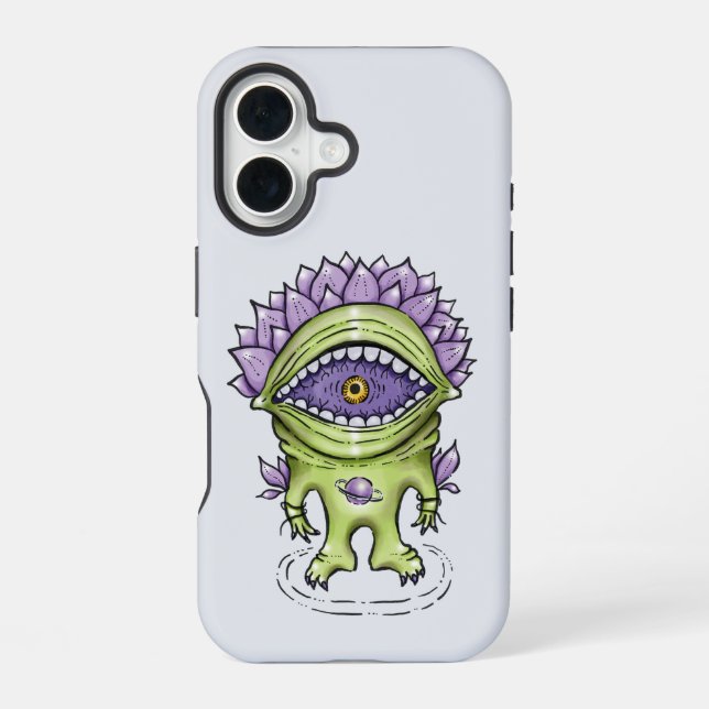 Alien Plant Character – Weird Astronaut Creature iPhone 16 Case (Back)