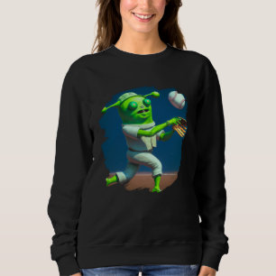 Alien Playing Baseball  Aliens Baseball Sweatshirt
