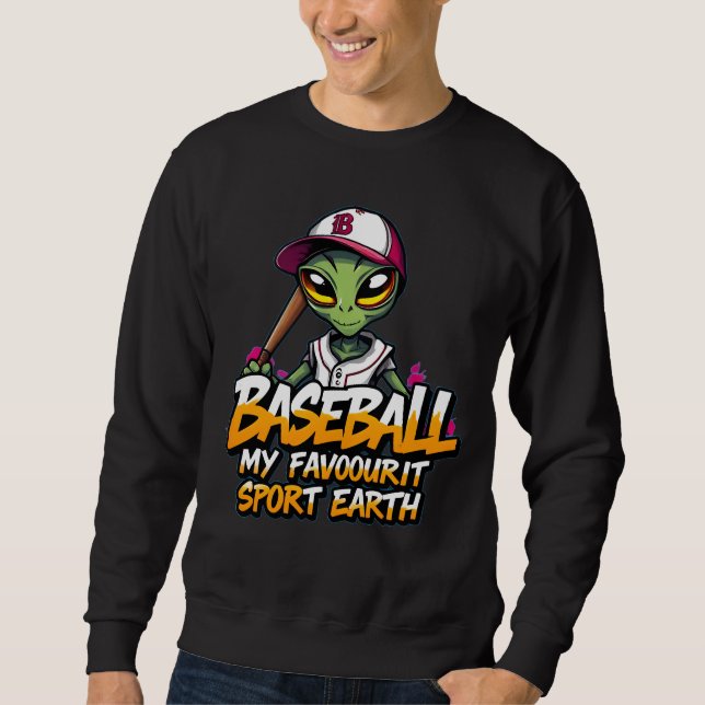 alien playing baseball style graffiti sport street sweatshirt (Front)