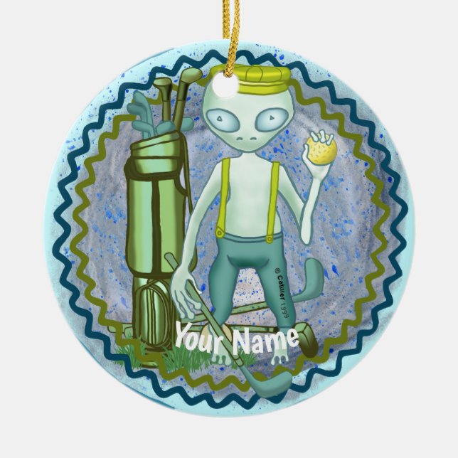 Alien playing Golf  ornament (Front)
