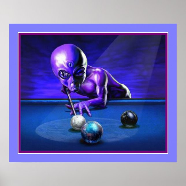 Alien Playing Pool Poster (Front)