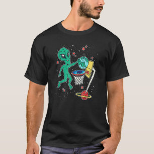 Alien Playing Space Basketball Galaxy Universe Spo T-Shirt