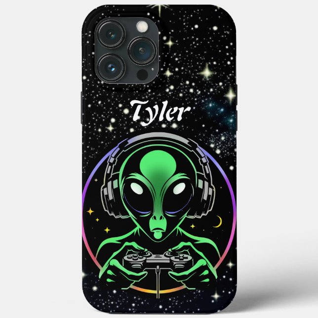 Alien Playing Video Games | Stellar Game Smasher Case-Mate iPhone Case (Back)