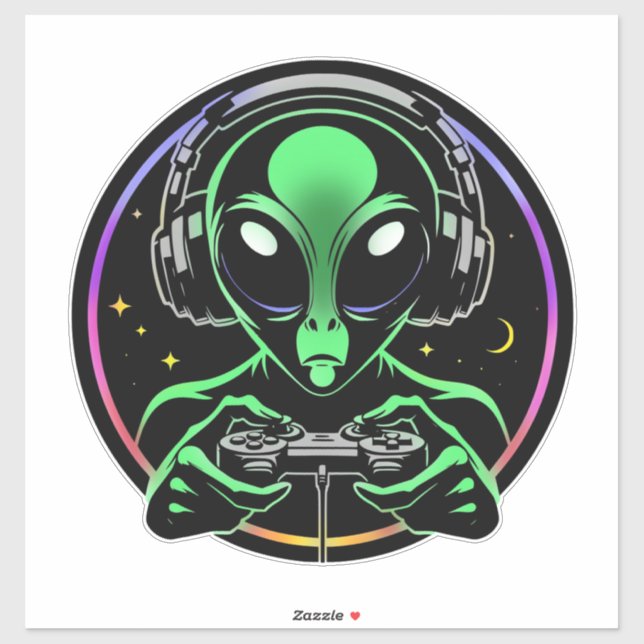Alien Playing Video Games with Star Background (Sheet)