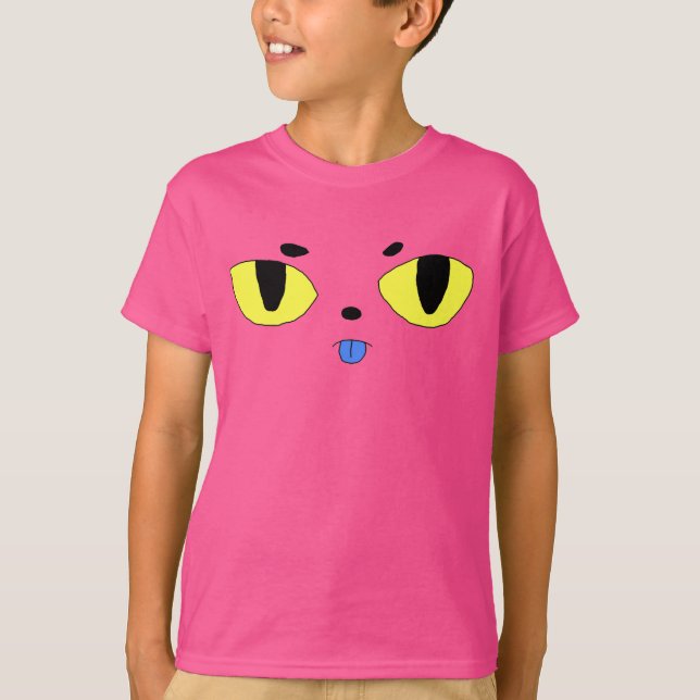 Alien Pocket Cat Pink Cartoon Cat T-Shirt (Front)