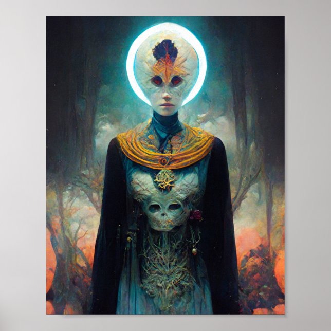 Alien Priestess Fantasy Sci-Fi Art Poster (Front)
