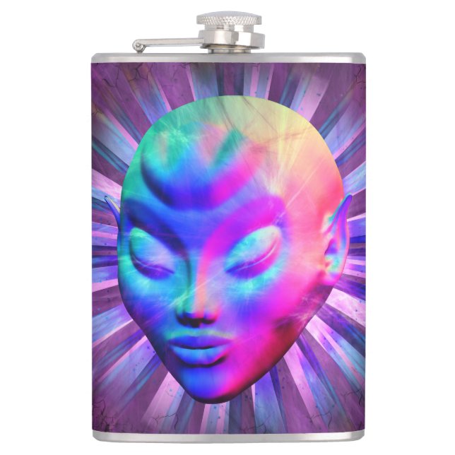 Alien Psychedelic Meditation Hip Flask (Front)
