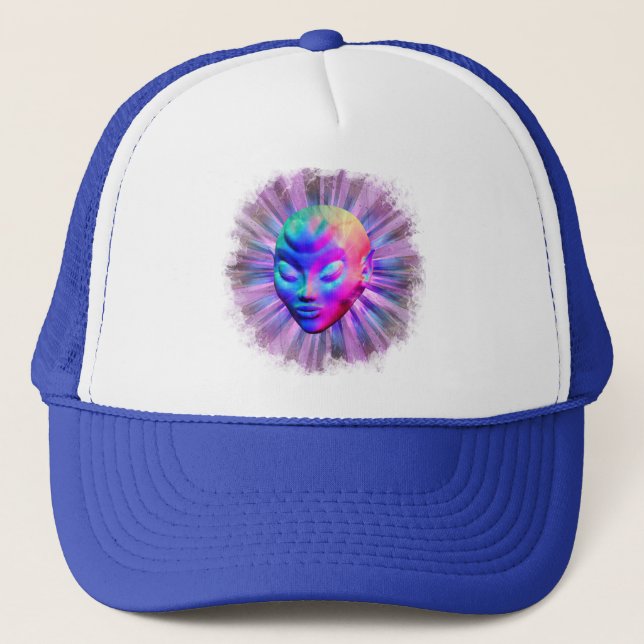 Alien Psychedelic Meditation Trucker Hat (Front)