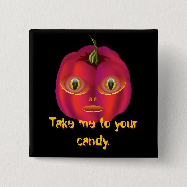 Alien Pumpkin Halloween 15 Cm Square Badge (Front)