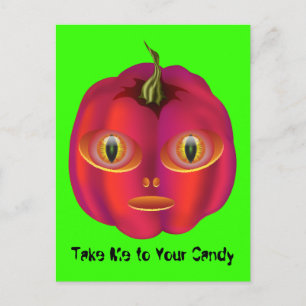 Alien Pumpkin Halloween Postcard