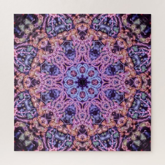 Alien Purple Psychedelic Kaleidoscopic Mandala Jigsaw Puzzle (Vertical)